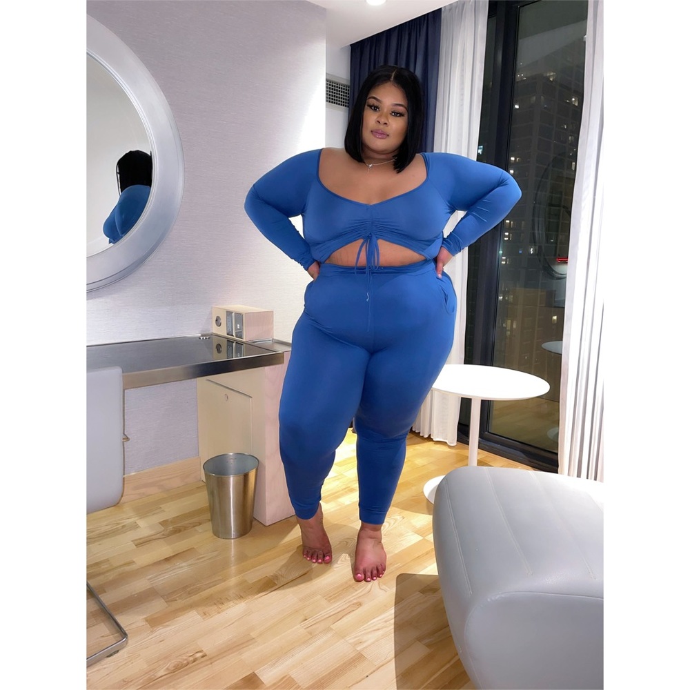 Denim Blue plus size 2 PCs pants set